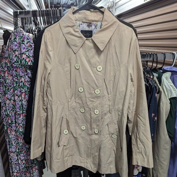 Jessica Simpson Size Large Beige Trench Jacket Coat - Picture 1 of 7